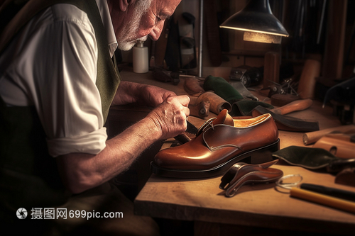 手工制造皮鞋的鞋匠